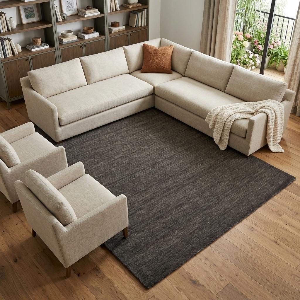 9′ X 13′ Brown Wool Hand Woven Area Rug