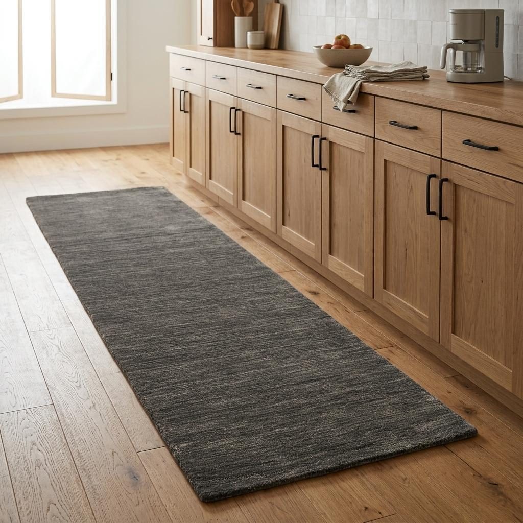 8′ Brown Wool Hand Woven Runner Rug