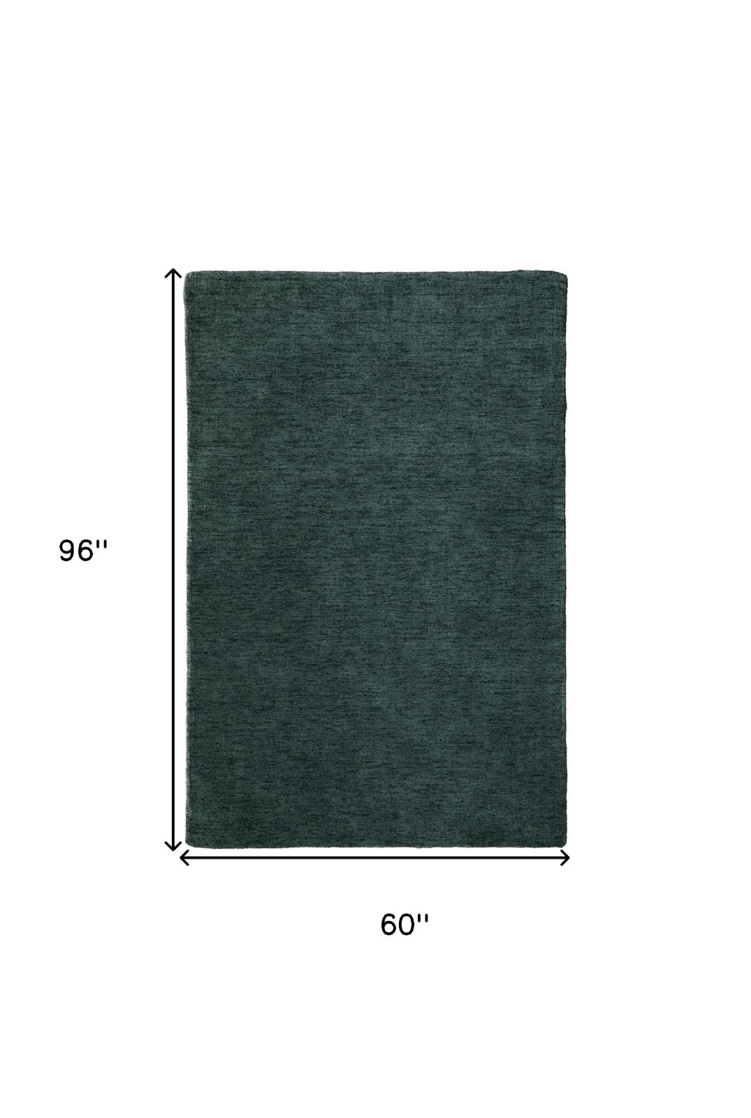5′ X 8′ Green Wool Hand Woven Area Rug