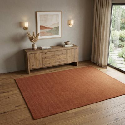 4′ X 6′ Orange Wool Hand Woven Area Rug