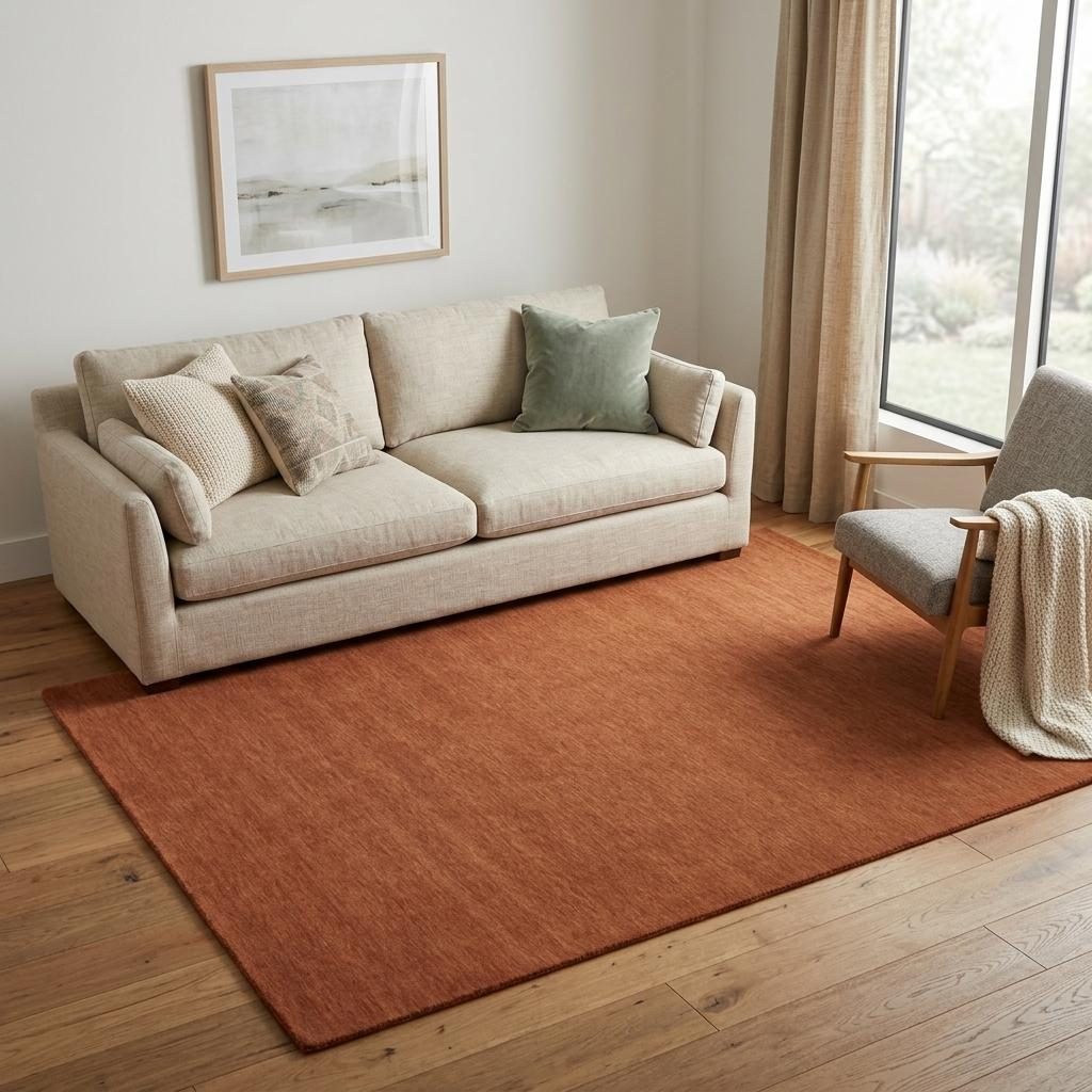 5′ X 8′ Orange Wool Hand Woven Area Rug