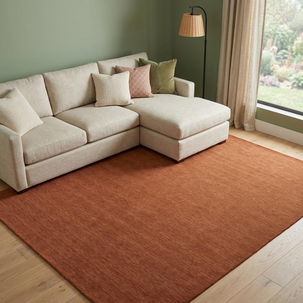 8′ X 11′ Orange Wool Hand Woven Area Rug