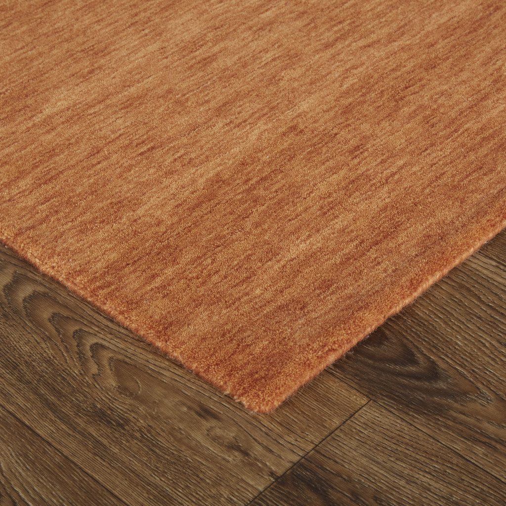 9′ X 13′ Orange Wool Hand Woven Area Rug