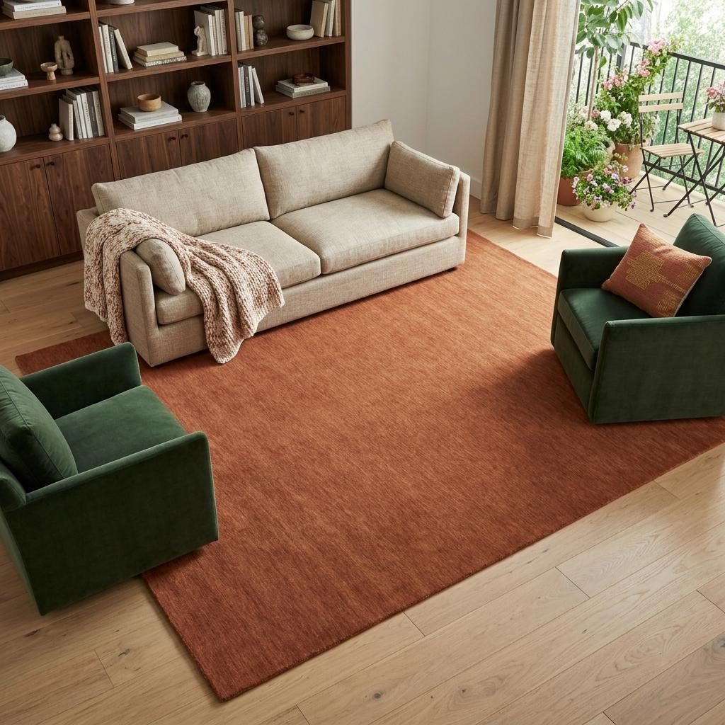 9′ X 13′ Orange Wool Hand Woven Area Rug