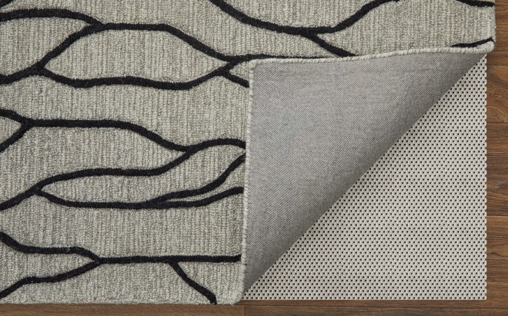 12′ X 15′ Gray and Black Wool Abstract Area Rug