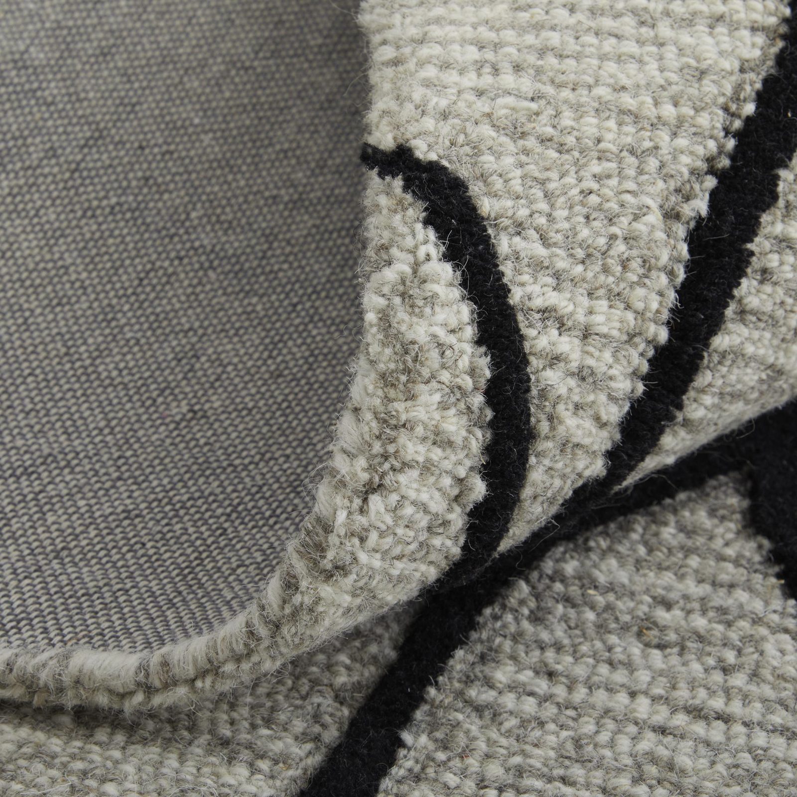 12′ X 15′ Gray and Black Wool Abstract Area Rug
