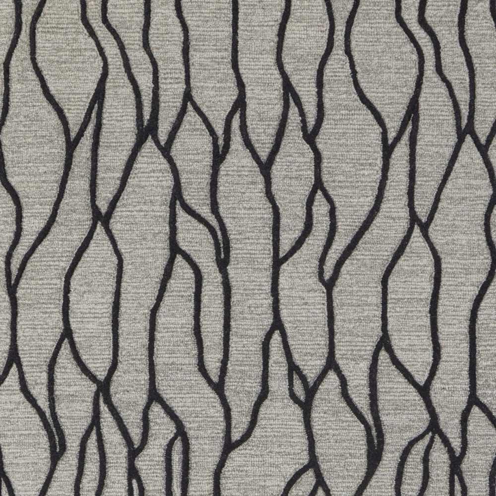 12′ X 15′ Gray and Black Wool Abstract Area Rug