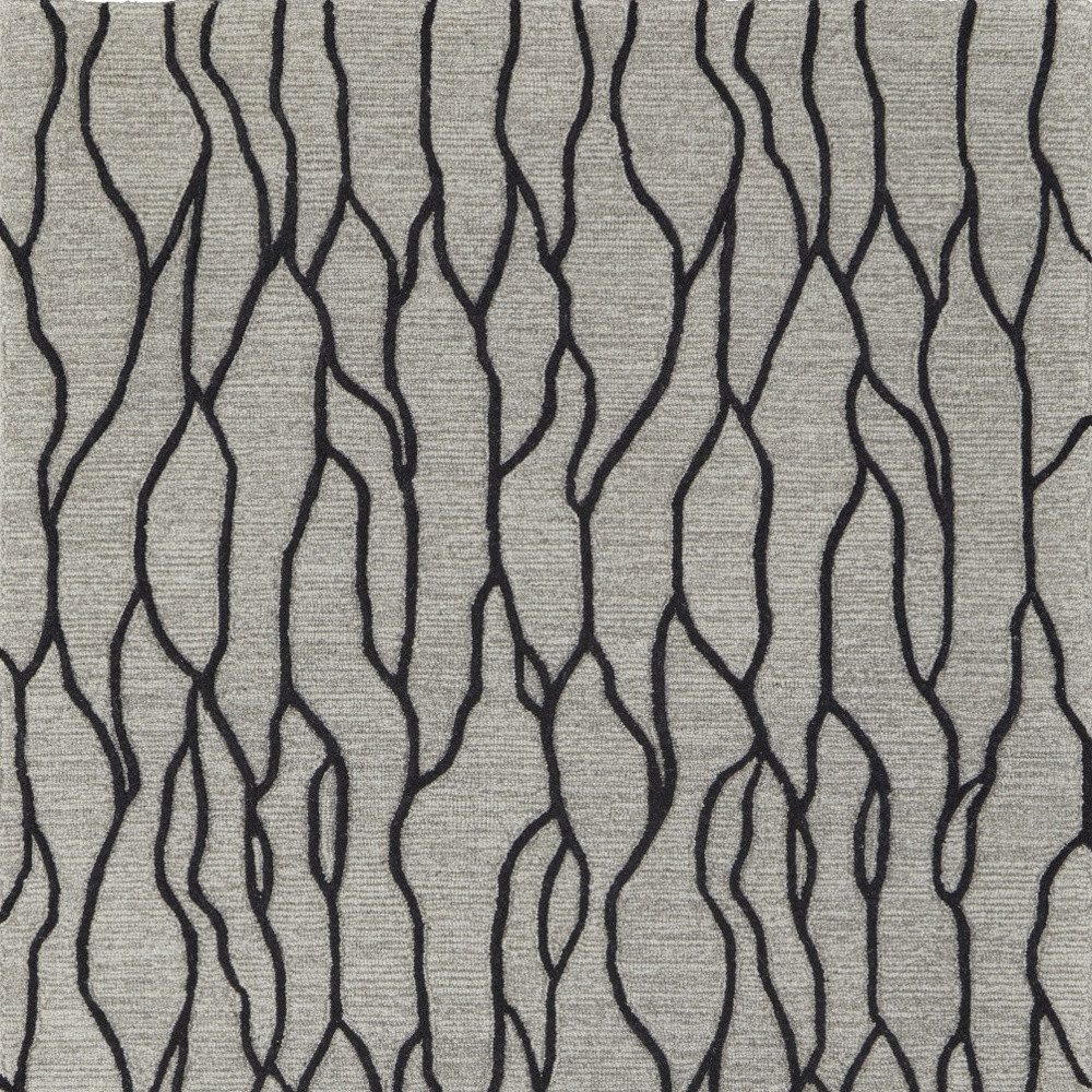 12′ X 15′ Gray and Black Wool Abstract Area Rug