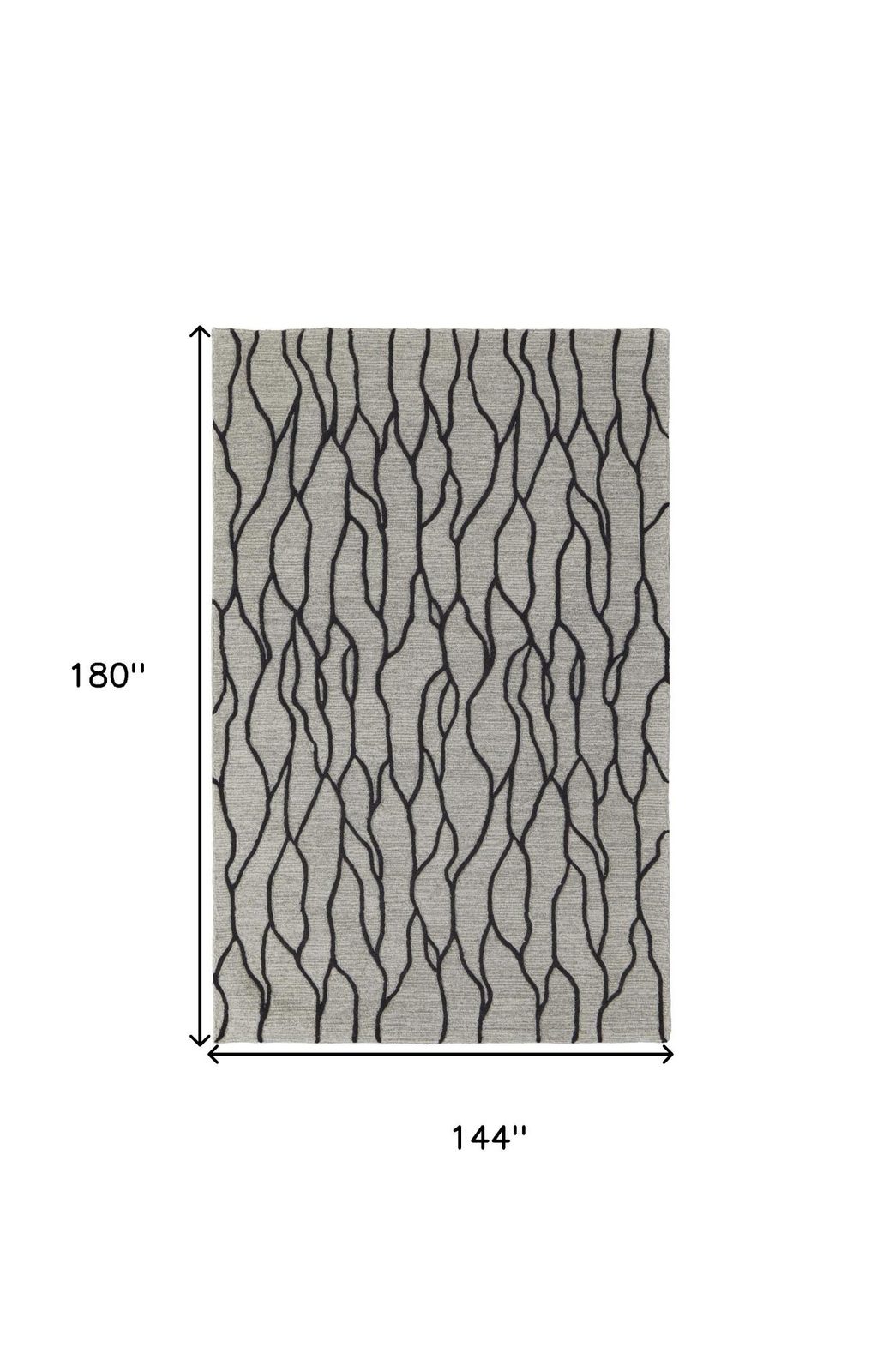 12′ X 15′ Gray and Black Wool Abstract Area Rug