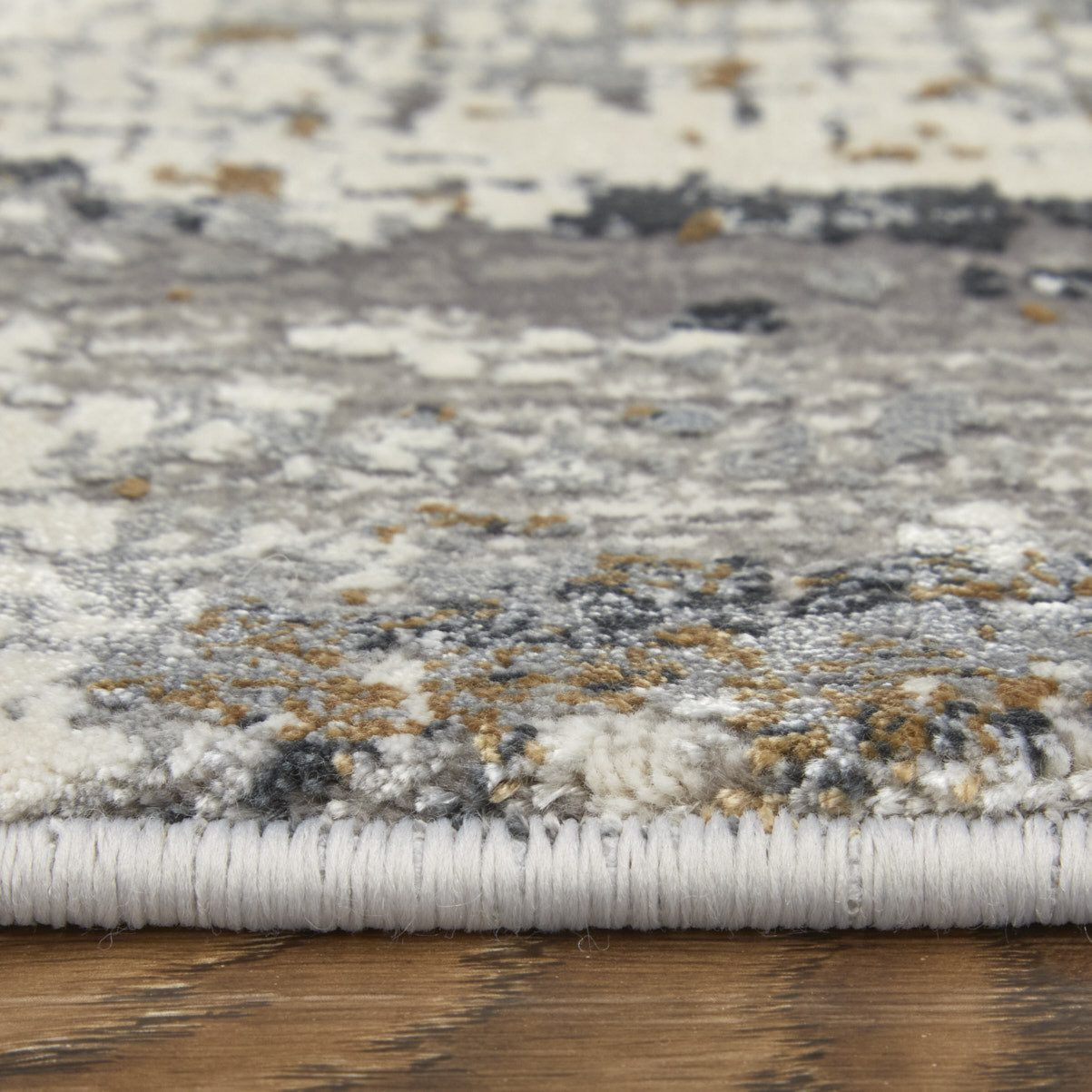 2′ X 3′ Gray Ivory Gold Abstract Fringe Area Rug