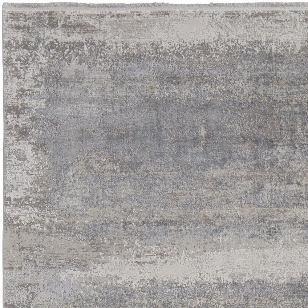 3′ X 5′ Gray Abstract Area Rug With Fringe