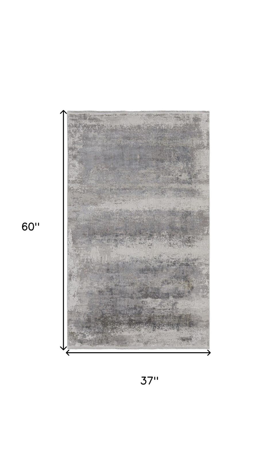 3′ X 5′ Gray Abstract Area Rug With Fringe