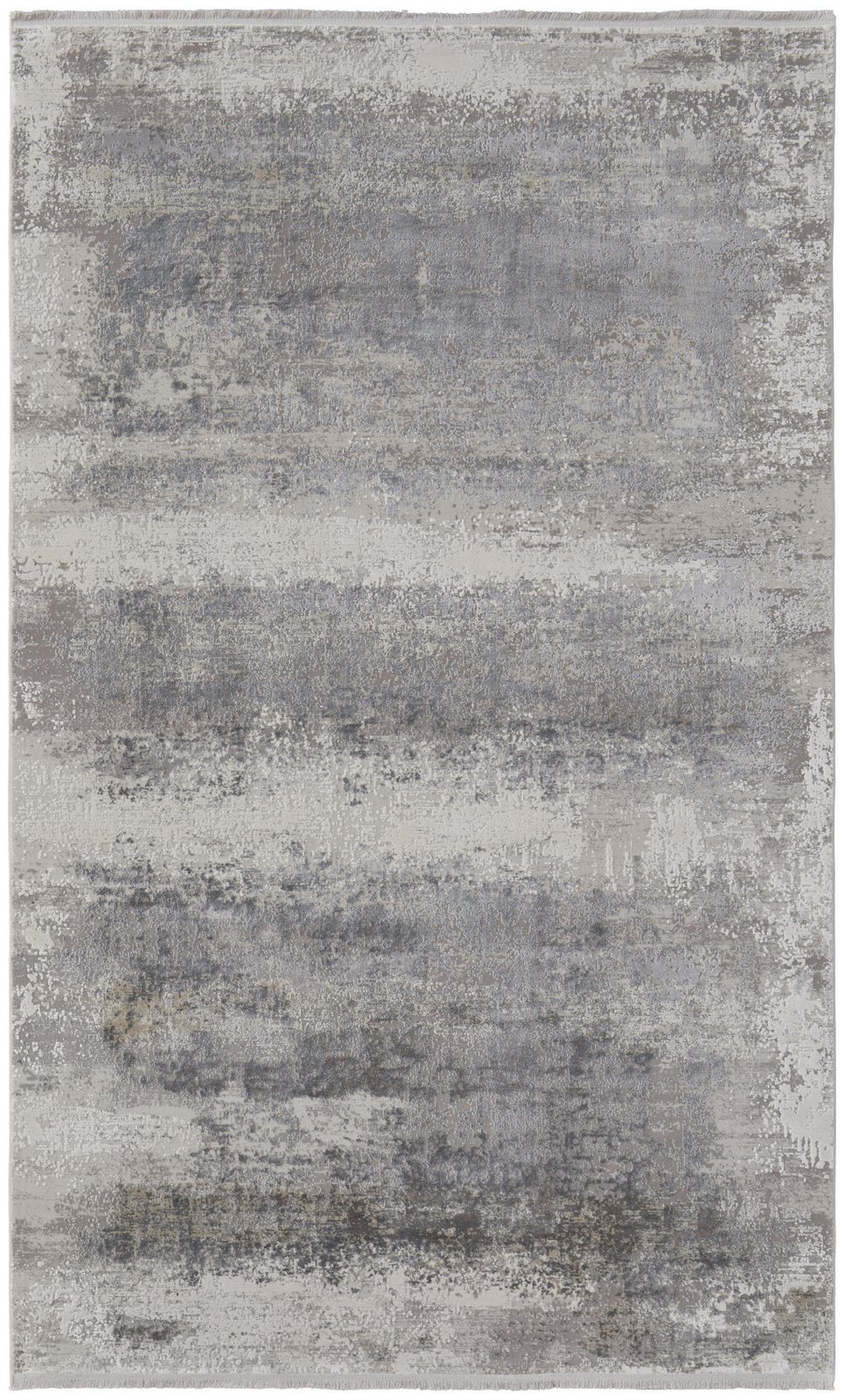 5′ X 8′ Gray Abstract Area Rug With Fringe