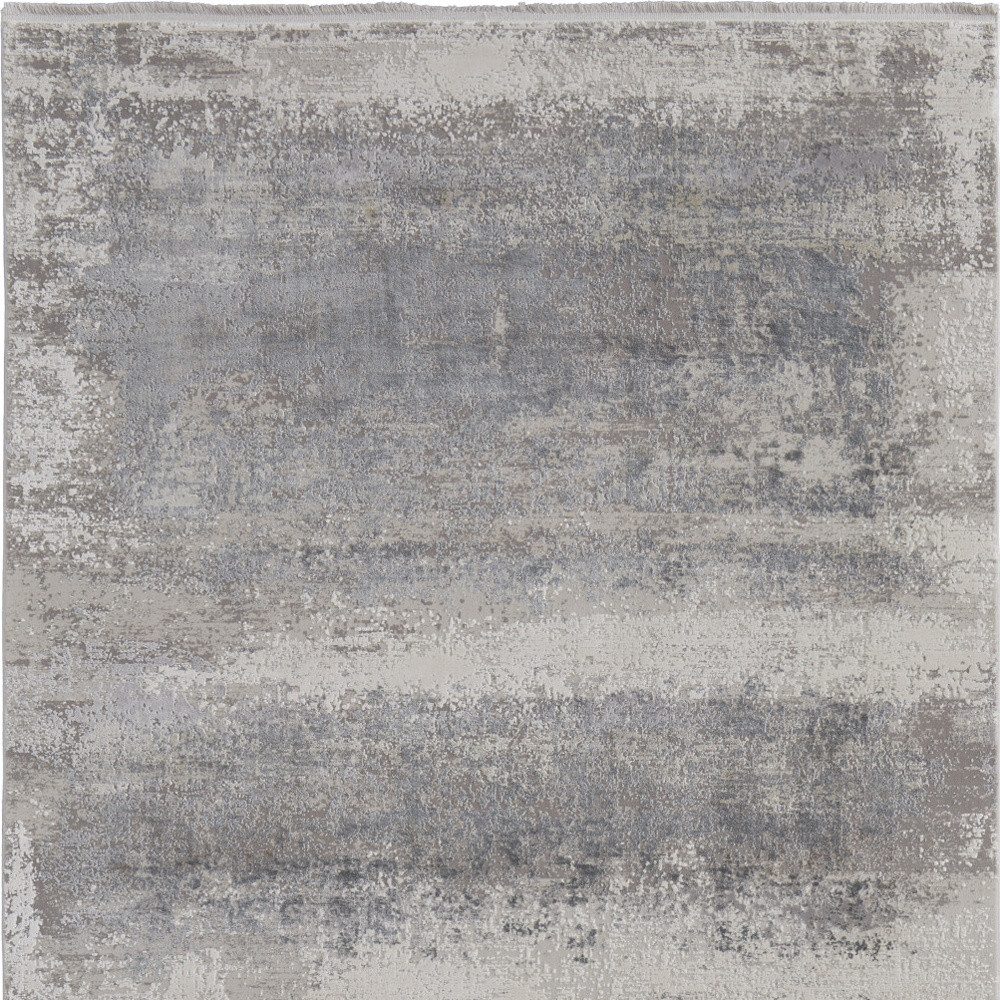 8′ X 11′ Gray Abstract Area Rug With Fringe