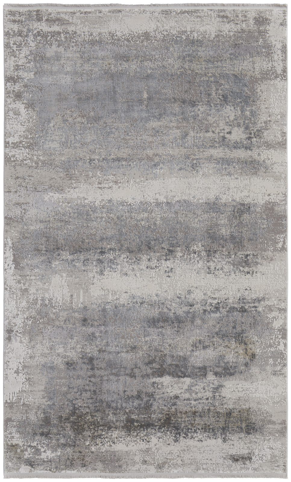 10′ X 13′ Gray Abstract Area Rug With Fringe