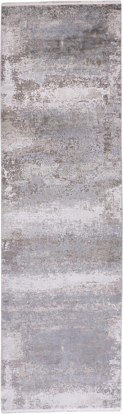 10′ Gray Abstract Power Loom Runner with Fringe