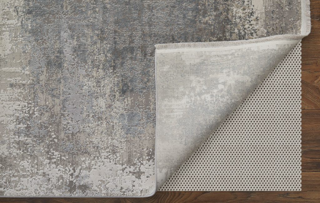 10′ Gray Abstract Power Loom Runner with Fringe