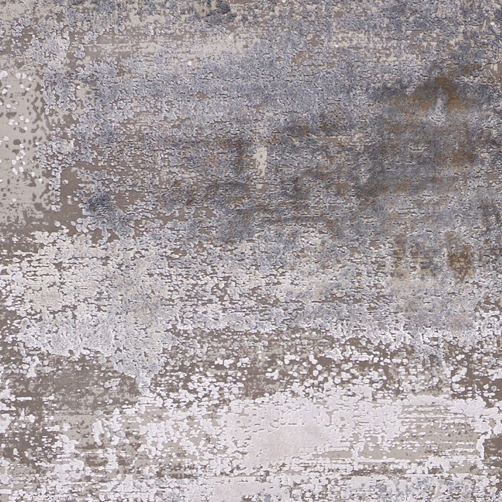 10′ Gray Abstract Power Loom Runner with Fringe