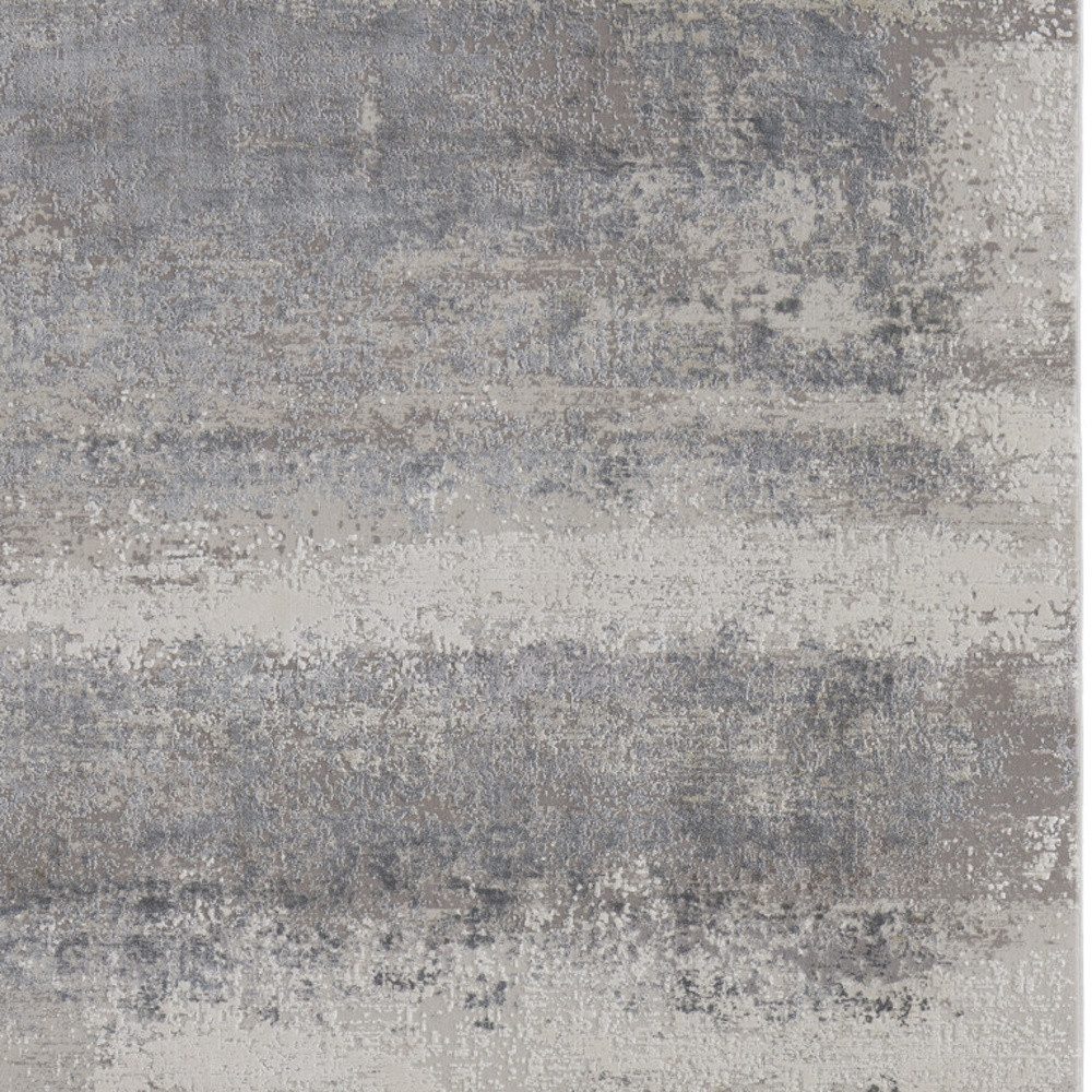 12′ X 18′ Gray Abstract Area Rug With Fringe