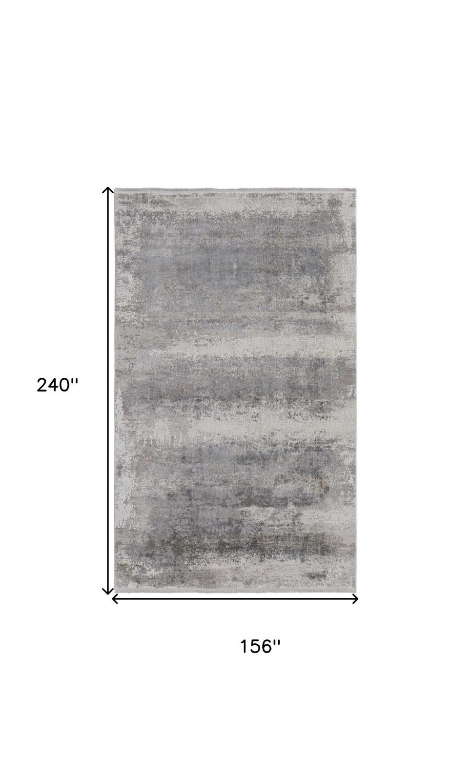 13′ X 20′ Gray Abstract Area Rug With Fringe