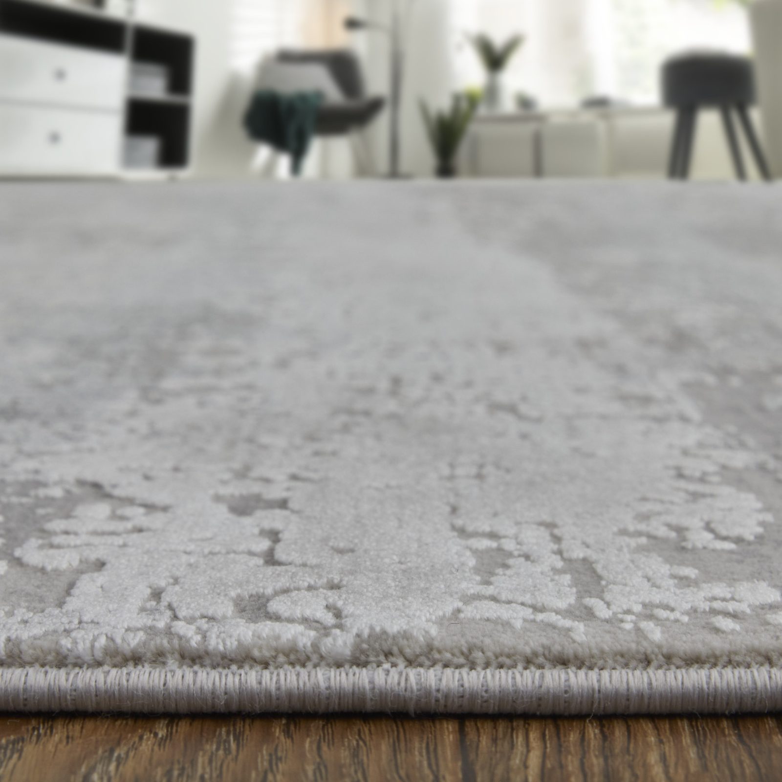 12′ X 15′ Gray Abstract Area Rug with Fringe