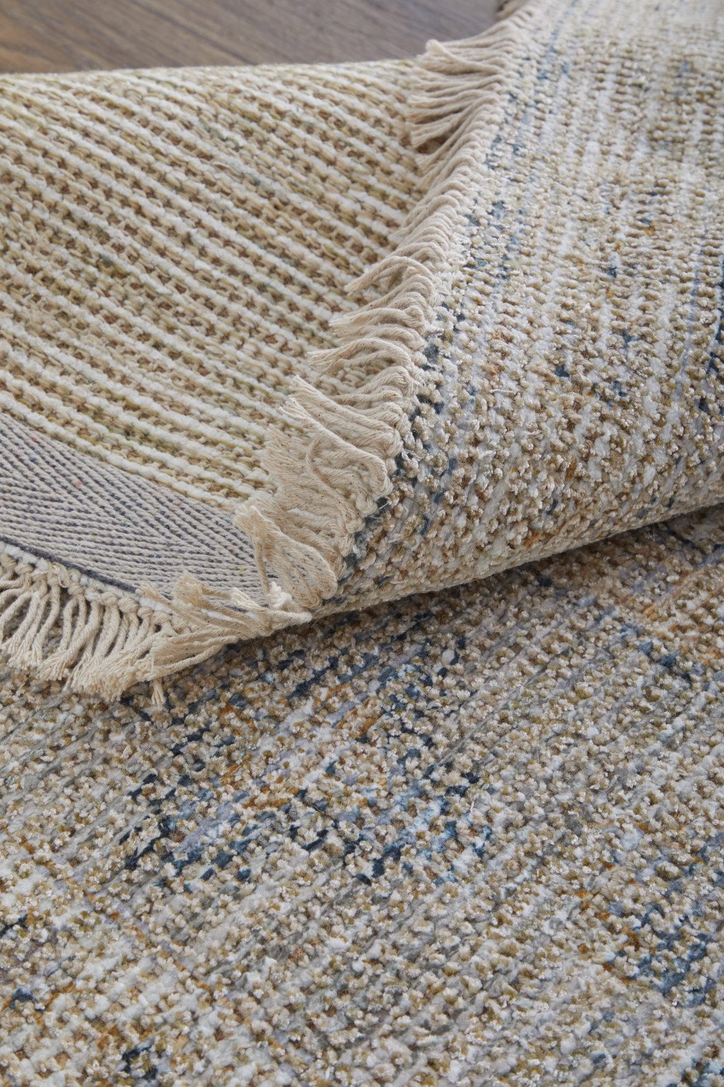 9′ X 12′ Tan and Gray Distressed Oriental Area Rug