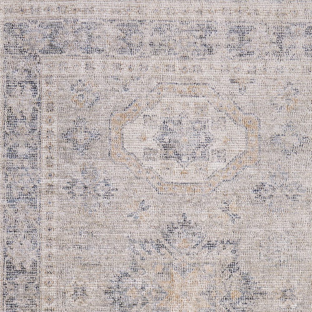 9′ X 12′ Tan and Gray Distressed Oriental Area Rug