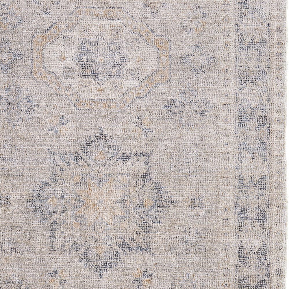 10′ X 14′ Tan and Gray Distressed Oriental Area Rug