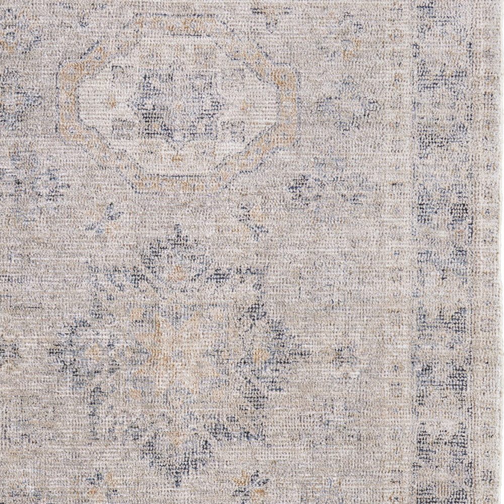 2′ X 3′ Tan and Gray Distressed Oriental Area Rug