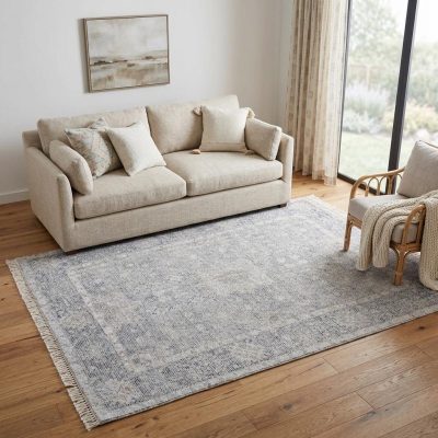5′ × 8′ Gray Blue Taupe Abstract Distressed Area Rug