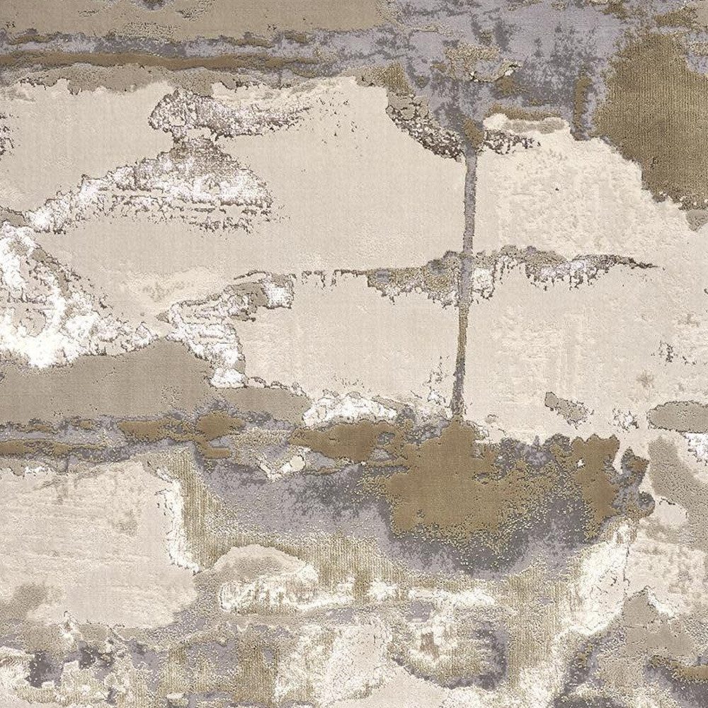 8′ X 10′ Ivory Brown and Gray Abstract Area Rug