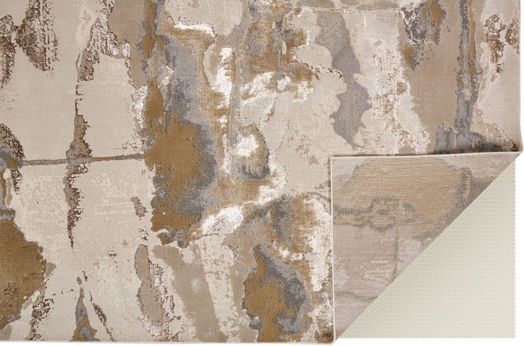 8′ X 10′ Ivory Brown and Gray Abstract Area Rug