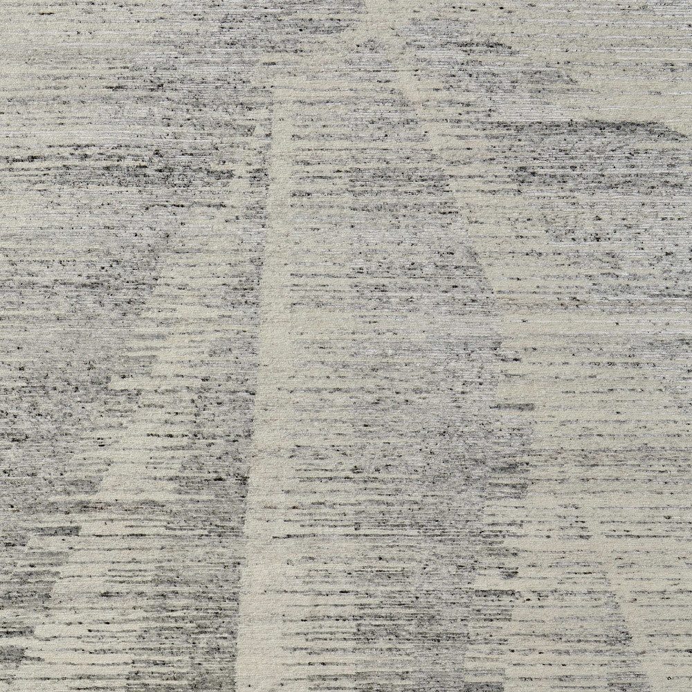 Silver and Ivory Striated Wool Rectangle Area Rug