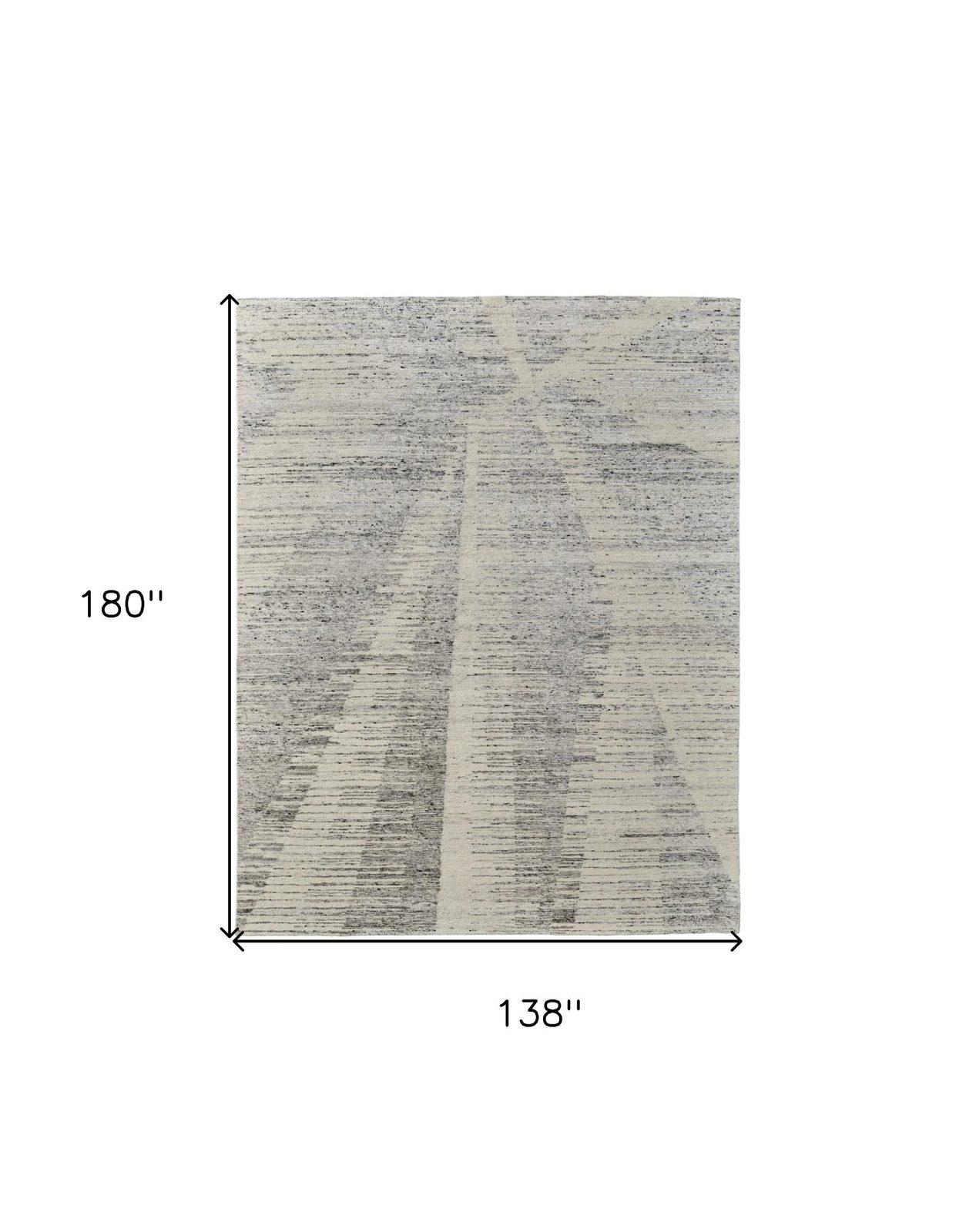 Silver and Ivory Striated Wool Rectangle Area Rug
