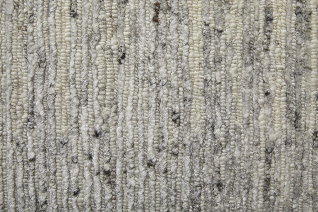 Silver and Ivory Striated Wool Rectangle Area Rug