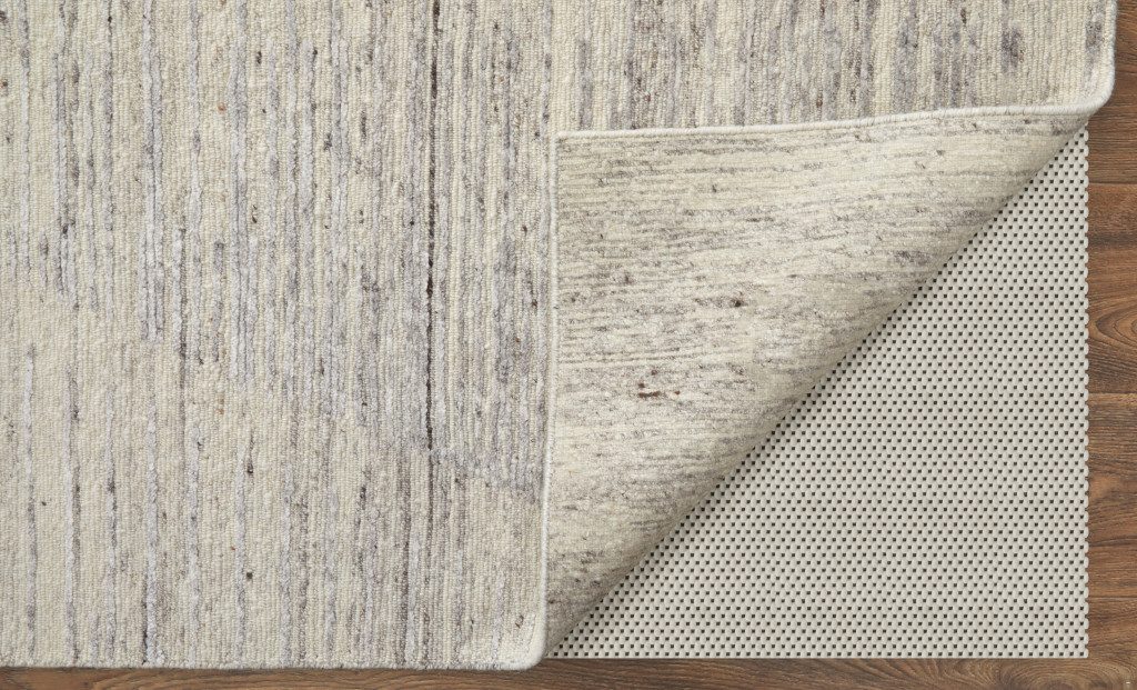 Ivory and Taupe Faded Wool Rectangle Area Rug