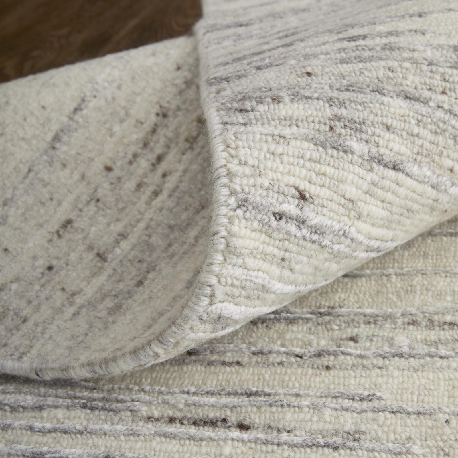 Ivory and Taupe Faded Wool Rectangle Area Rug