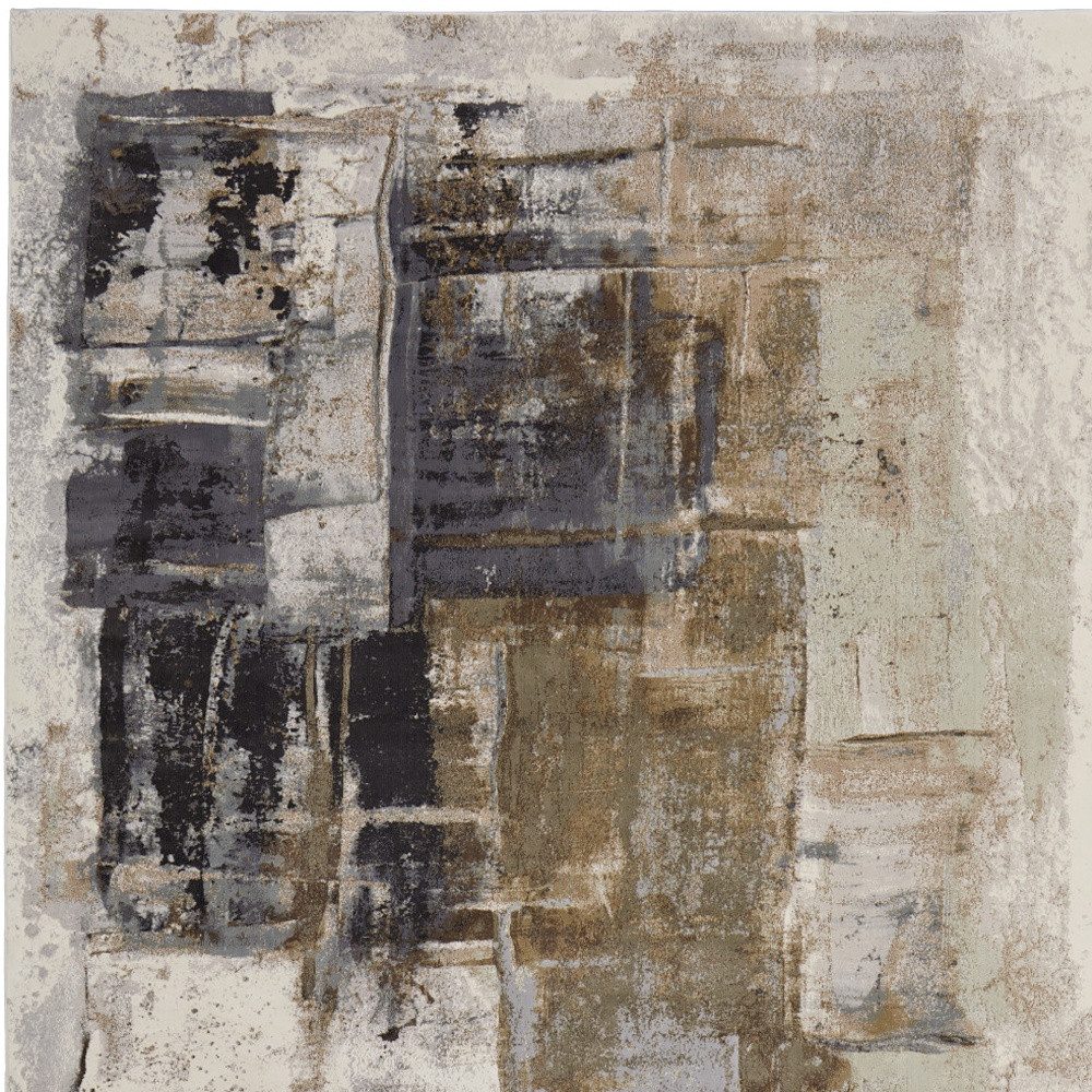 5′ X 8′ Gray Black and Brown Abstract Area Rug