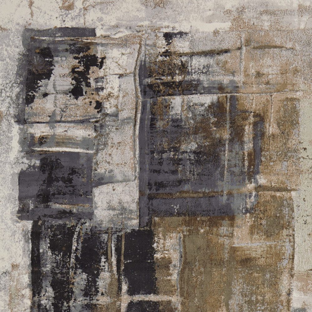 5′ X 8′ Gray Black and Brown Abstract Area Rug
