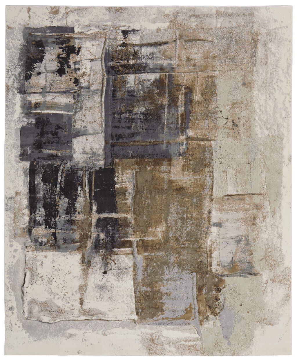 8′ X 10′ Gray Black and Brown Abstract Area Rug