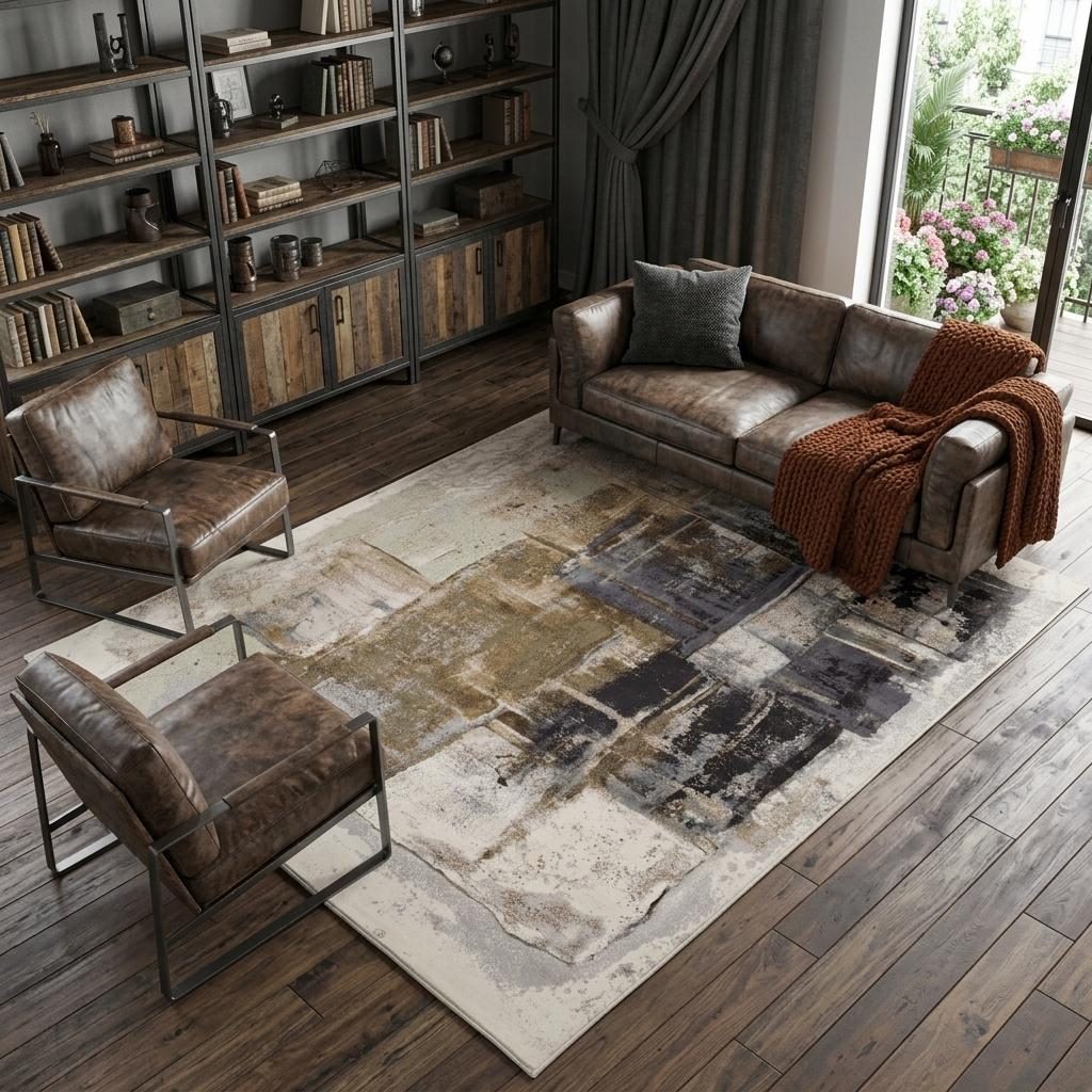 8′ X 10′ Gray Black and Brown Abstract Area Rug