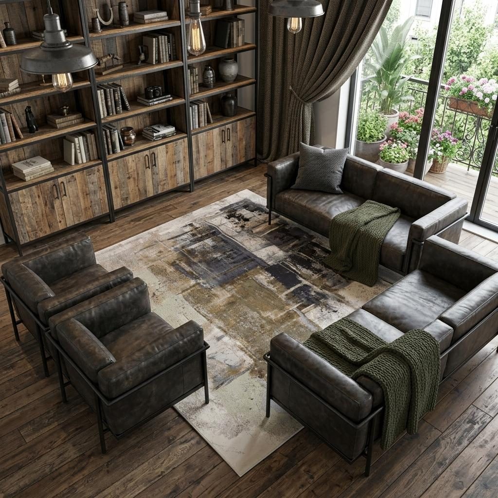 9′ X 12′ Gray Black and Brown Abstract Area Rug