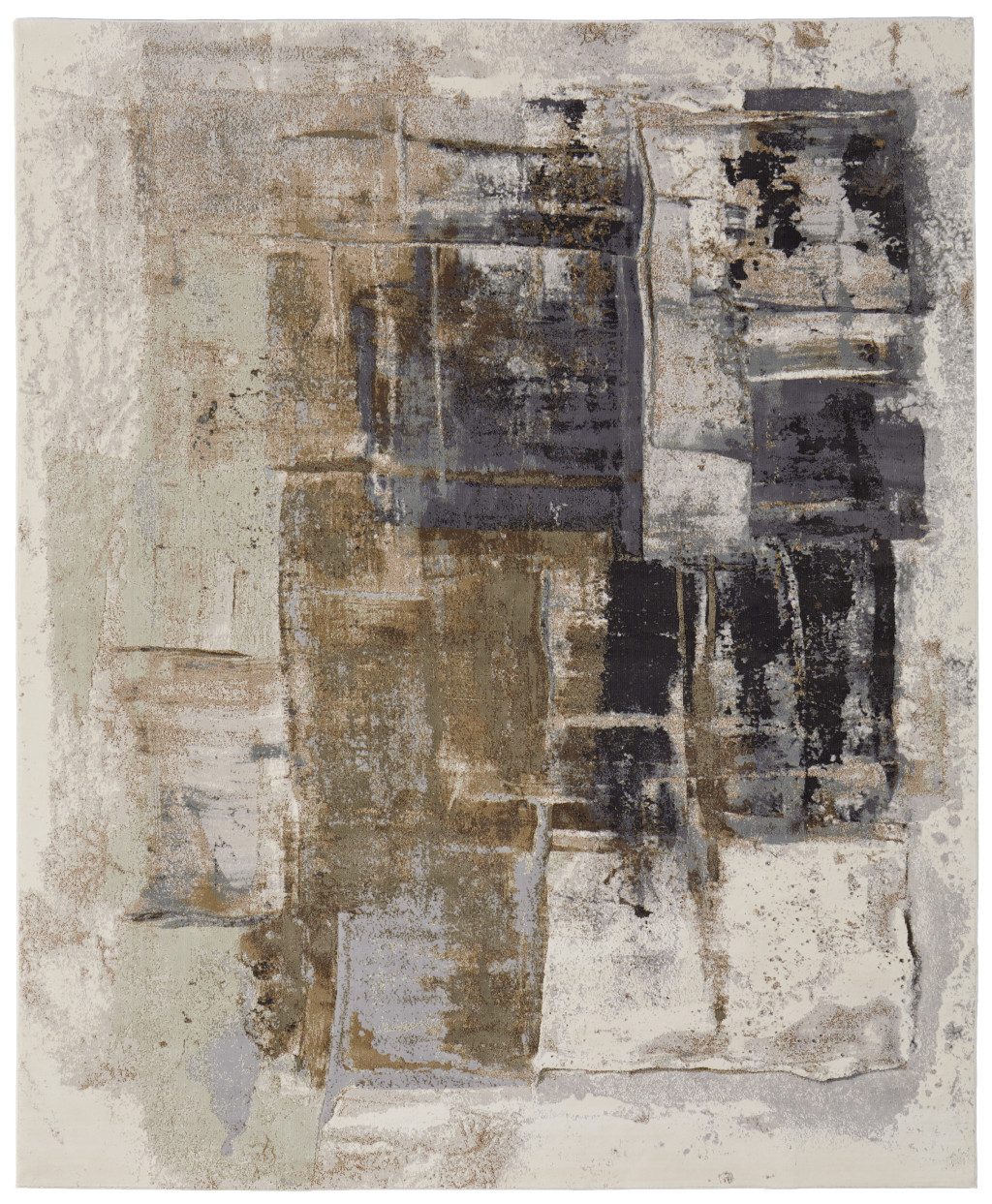 10′ X 13′ Gray Black and Brown Abstract Area Rug