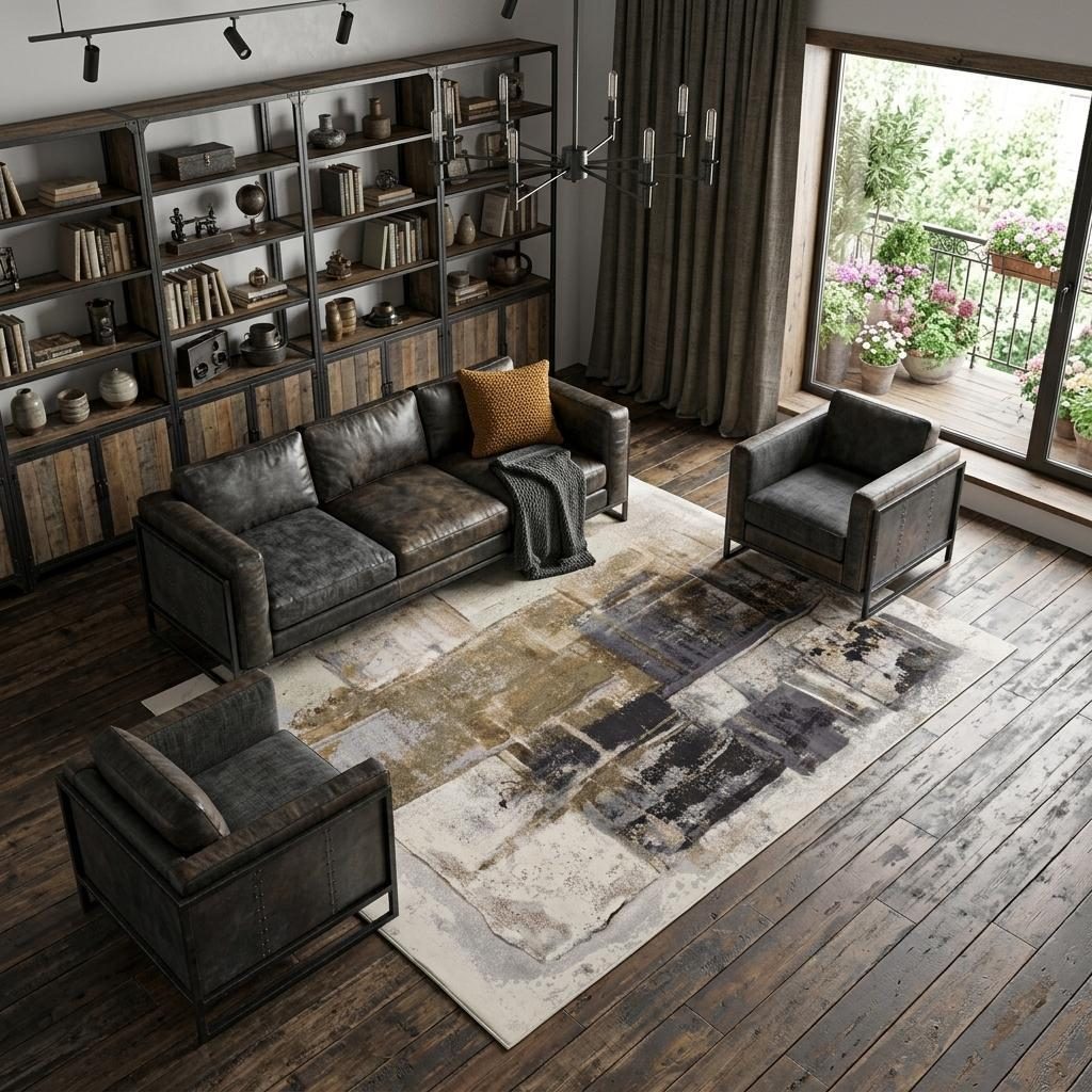 10′ X 13′ Gray Black and Brown Abstract Area Rug