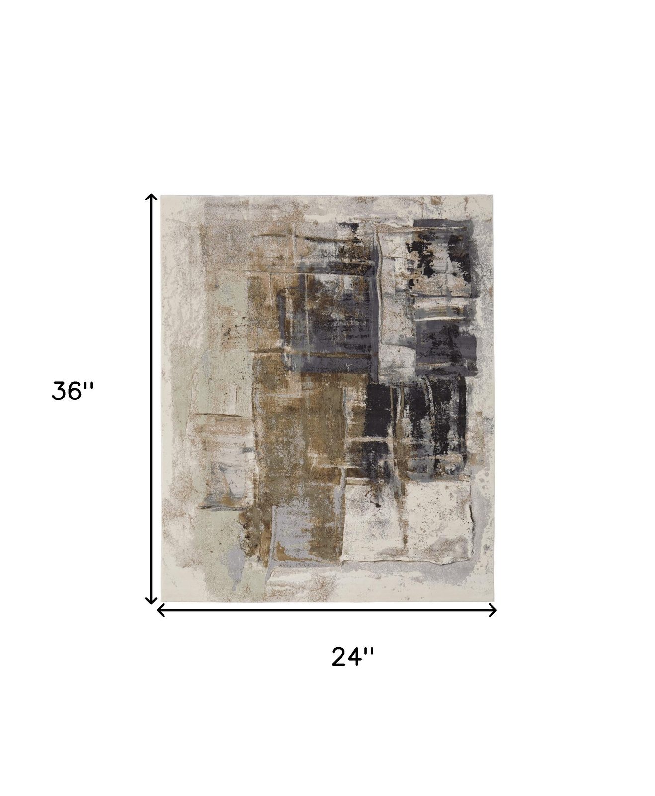 2′ X 3′ Gray Black and Brown Abstract Area Rug