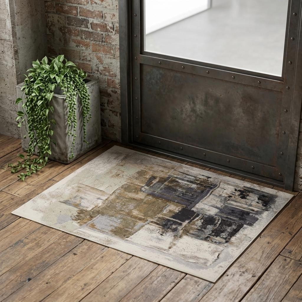 2′ X 3′ Gray Black and Brown Abstract Area Rug