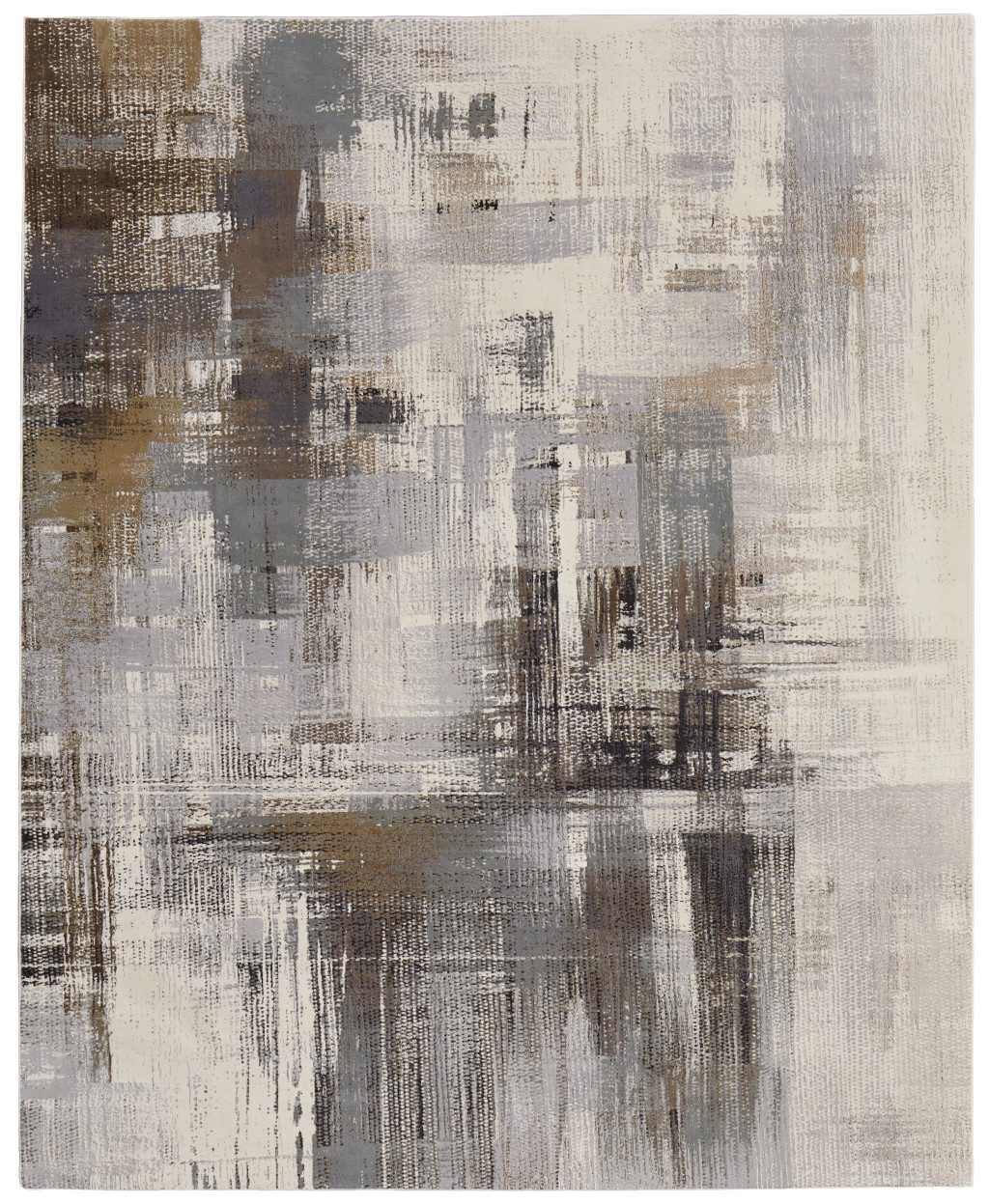 4′ X 6′ Ivory Gray and Brown Abstract Area Rug