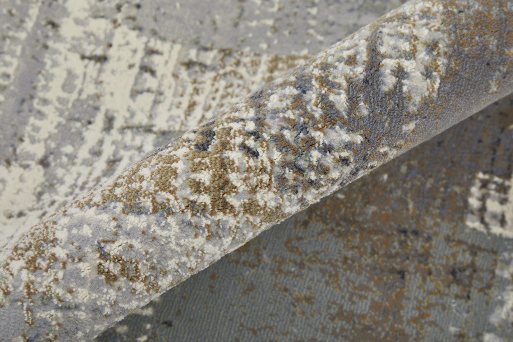 8′ X 10′ Ivory Gray and Brown Abstract Area Rug