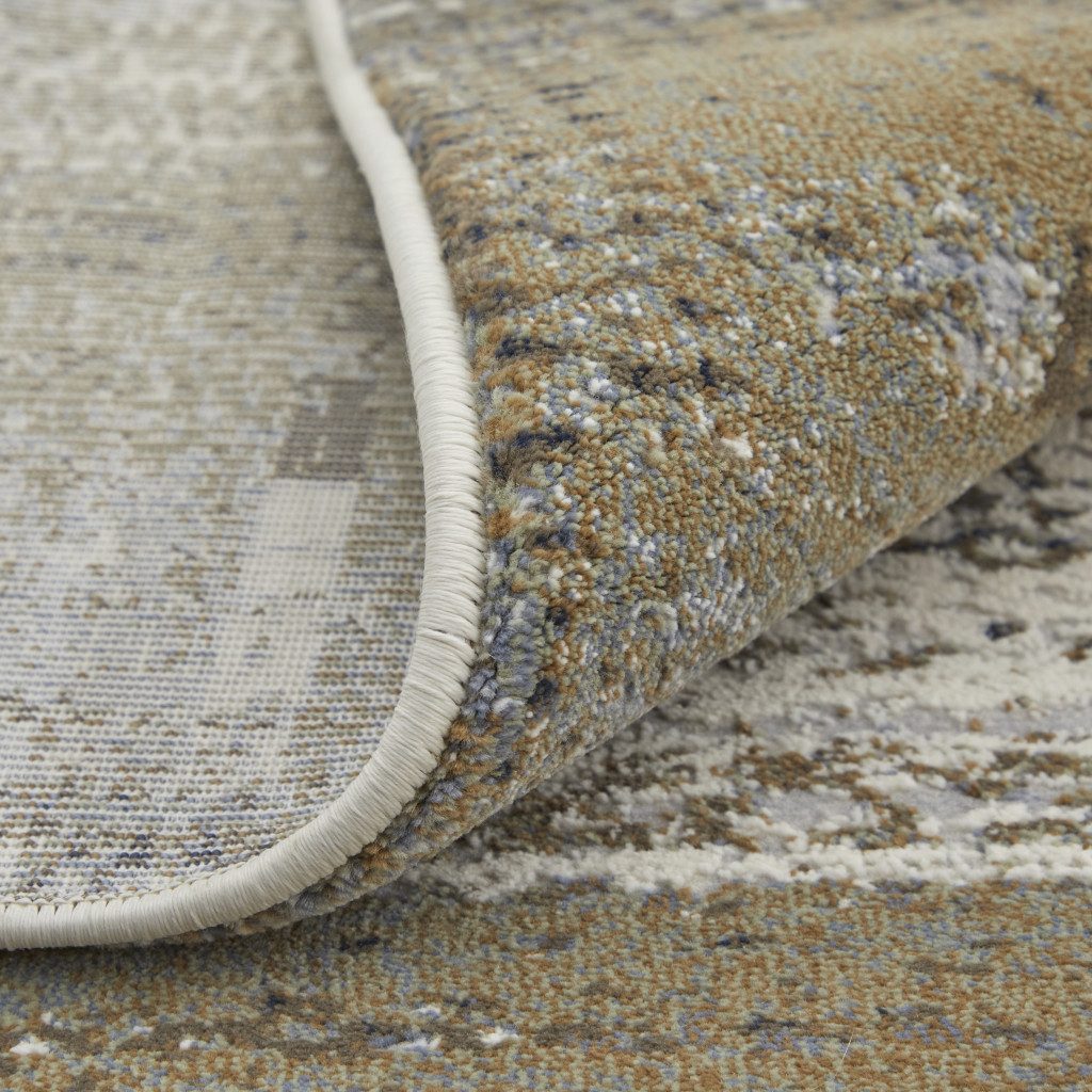 8′ X 10′ Ivory Gray and Brown Abstract Area Rug