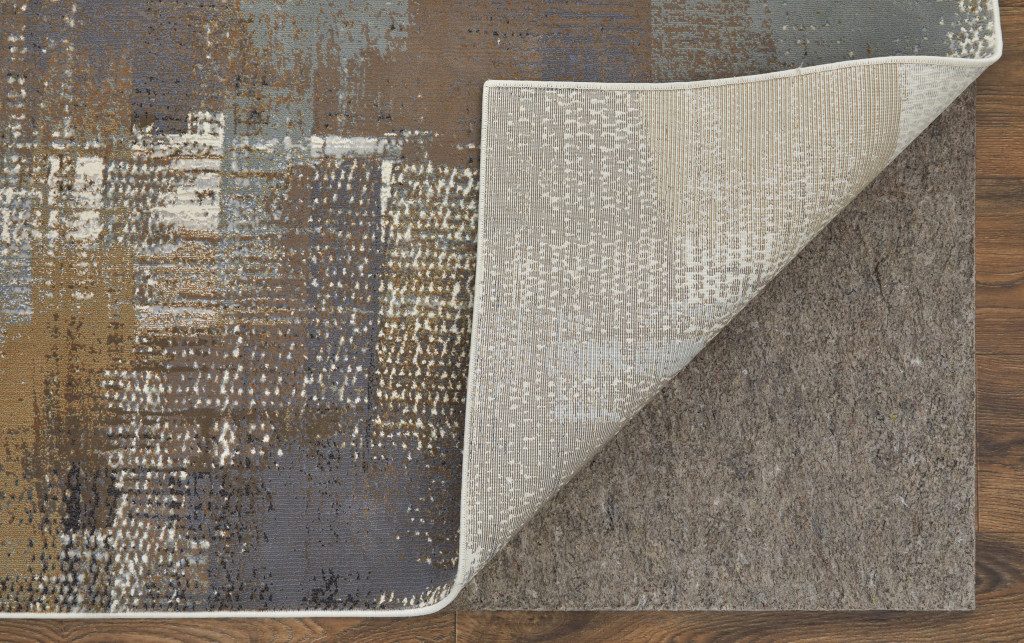 8′ X 10′ Ivory Gray and Brown Abstract Area Rug